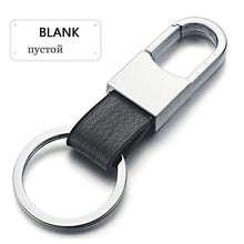 Load image into Gallery viewer, Dalaful Custom Lettering Keyring Keychain Genuine Leather Men's Simple Key chains Holder Keyfob For Car Accessories Gift K212