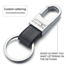 Load image into Gallery viewer, Dalaful Custom Lettering Keyring Keychain Genuine Leather Men's Simple Key chains Holder Keyfob For Car Accessories Gift K212